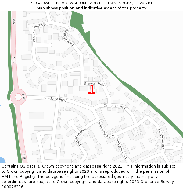 9, GADWELL ROAD, WALTON CARDIFF, TEWKESBURY, GL20 7RT: Location map and indicative extent of plot