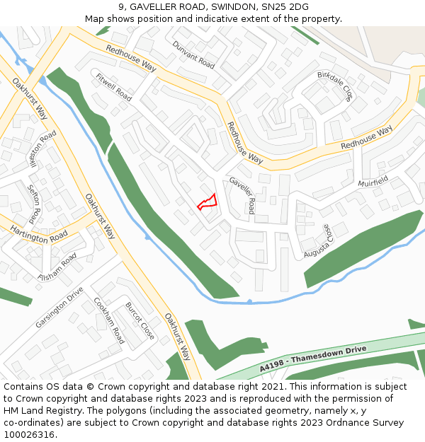 9, GAVELLER ROAD, SWINDON, SN25 2DG: Location map and indicative extent of plot