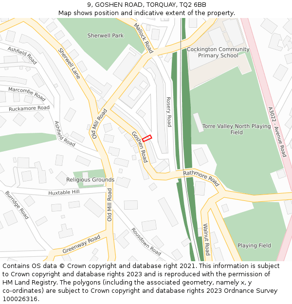 9, GOSHEN ROAD, TORQUAY, TQ2 6BB: Location map and indicative extent of plot