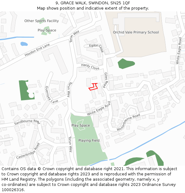9, GRACE WALK, SWINDON, SN25 1QF: Location map and indicative extent of plot