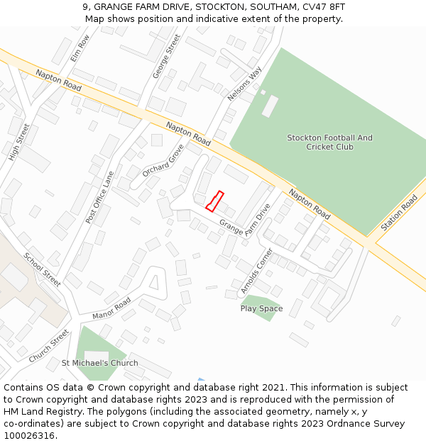 9, GRANGE FARM DRIVE, STOCKTON, SOUTHAM, CV47 8FT: Location map and indicative extent of plot