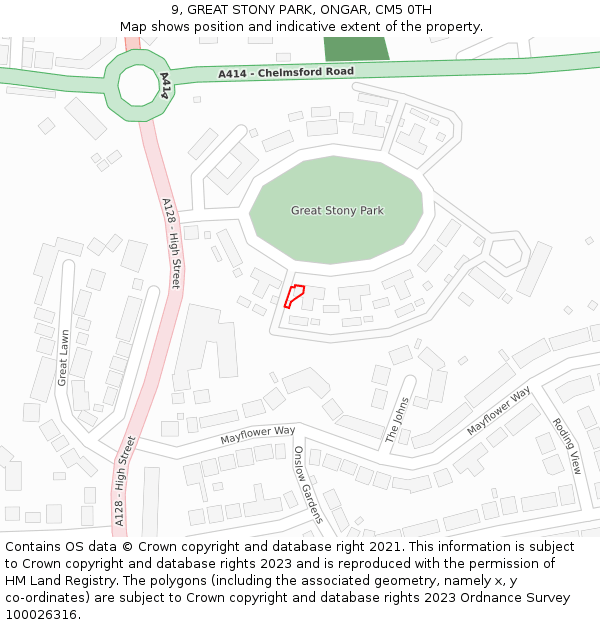 9, GREAT STONY PARK, ONGAR, CM5 0TH: Location map and indicative extent of plot