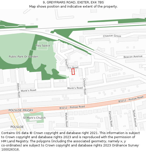 9, GREYFRIARS ROAD, EXETER, EX4 7BS: Location map and indicative extent of plot