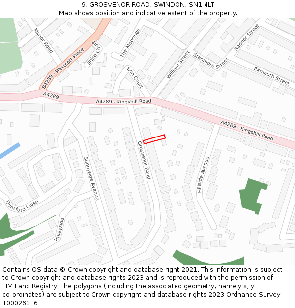 9, GROSVENOR ROAD, SWINDON, SN1 4LT: Location map and indicative extent of plot