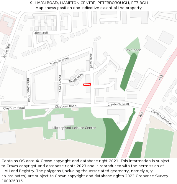 9, HARN ROAD, HAMPTON CENTRE, PETERBOROUGH, PE7 8GH: Location map and indicative extent of plot
