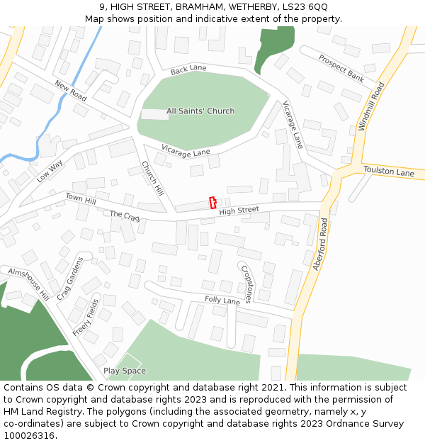 9, HIGH STREET, BRAMHAM, WETHERBY, LS23 6QQ: Location map and indicative extent of plot