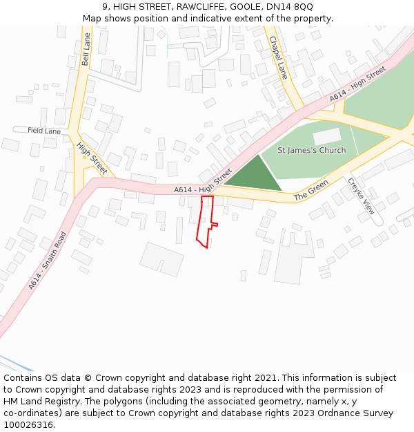 9, HIGH STREET, RAWCLIFFE, GOOLE, DN14 8QQ: Location map and indicative extent of plot