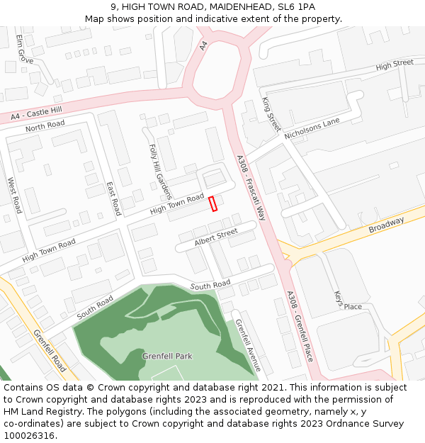 9, HIGH TOWN ROAD, MAIDENHEAD, SL6 1PA: Location map and indicative extent of plot