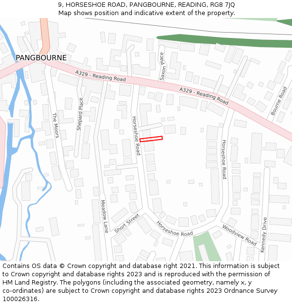 9, HORSESHOE ROAD, PANGBOURNE, READING, RG8 7JQ: Location map and indicative extent of plot