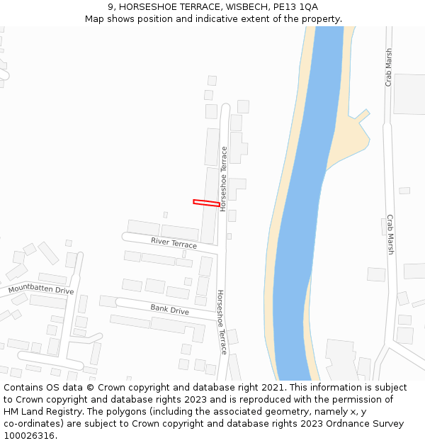9, HORSESHOE TERRACE, WISBECH, PE13 1QA: Location map and indicative extent of plot
