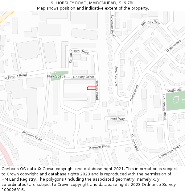 9, HORSLEY ROAD, MAIDENHEAD, SL6 7RL: Location map and indicative extent of plot