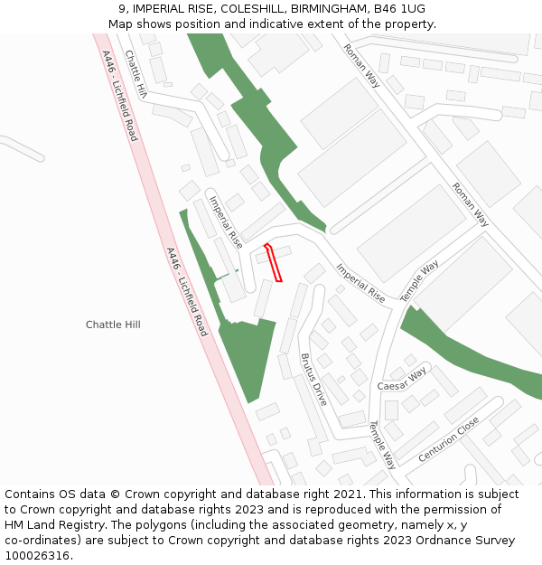9, IMPERIAL RISE, COLESHILL, BIRMINGHAM, B46 1UG: Location map and indicative extent of plot