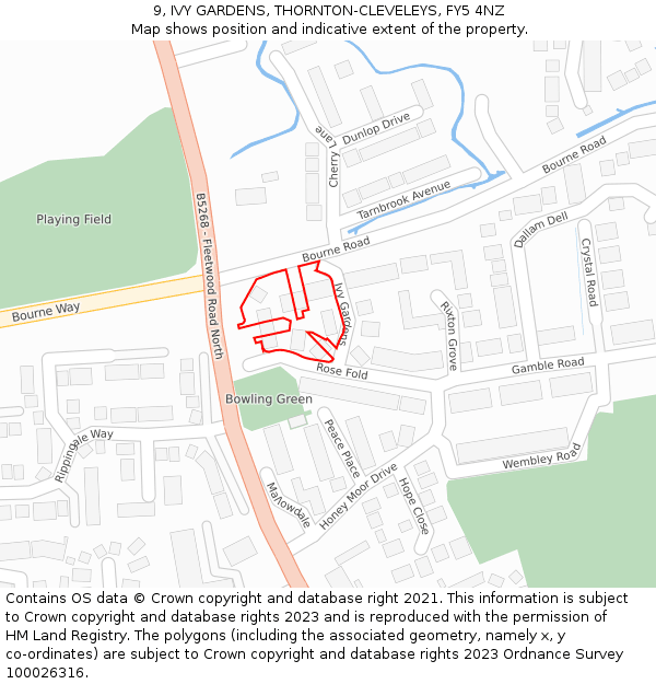 9, IVY GARDENS, THORNTON-CLEVELEYS, FY5 4NZ: Location map and indicative extent of plot