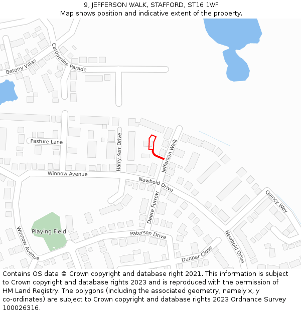9, JEFFERSON WALK, STAFFORD, ST16 1WF: Location map and indicative extent of plot
