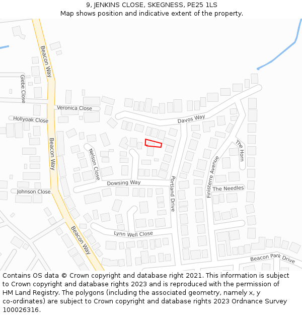 9, JENKINS CLOSE, SKEGNESS, PE25 1LS: Location map and indicative extent of plot