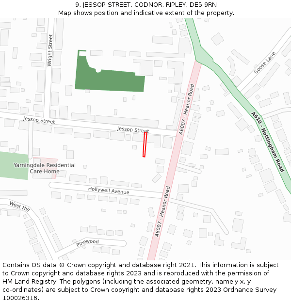 9, JESSOP STREET, CODNOR, RIPLEY, DE5 9RN: Location map and indicative extent of plot