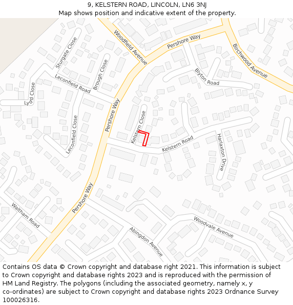 9, KELSTERN ROAD, LINCOLN, LN6 3NJ: Location map and indicative extent of plot