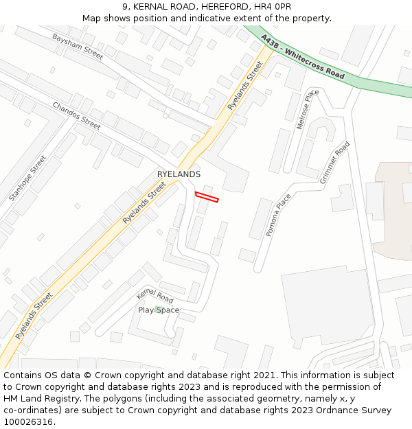 9, KERNAL ROAD, HEREFORD, HR4 0PR: Location map and indicative extent of plot