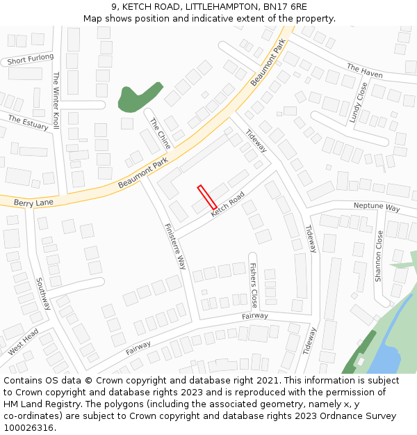 9, KETCH ROAD, LITTLEHAMPTON, BN17 6RE: Location map and indicative extent of plot