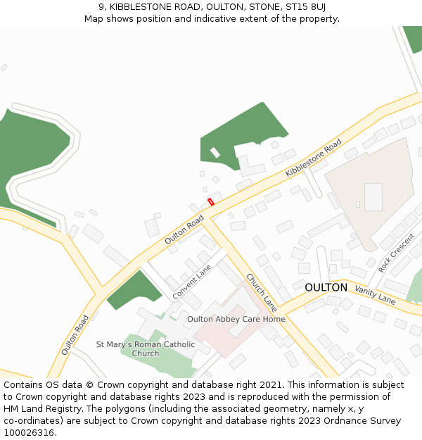 9, KIBBLESTONE ROAD, OULTON, STONE, ST15 8UJ: Location map and indicative extent of plot