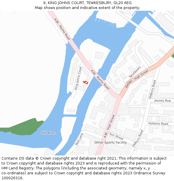 9, KING JOHNS COURT, TEWKESBURY, GL20 6EG: Location map and indicative extent of plot
