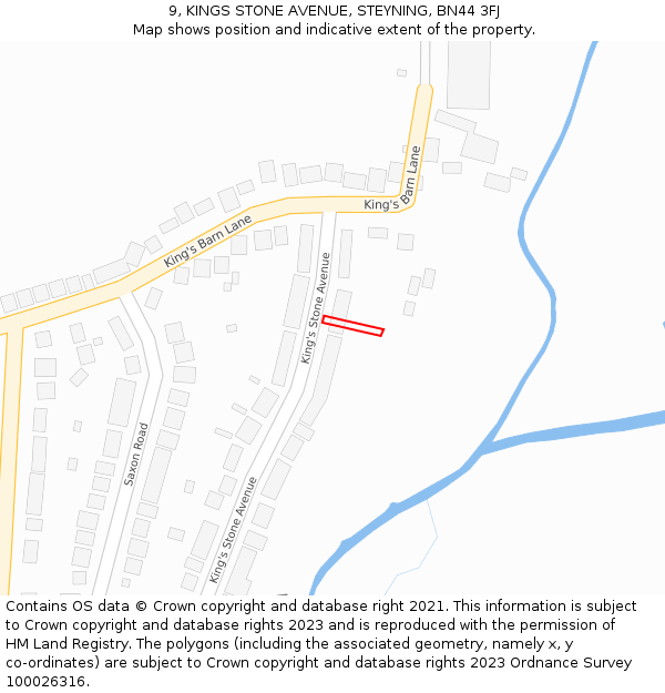 9, KINGS STONE AVENUE, STEYNING, BN44 3FJ: Location map and indicative extent of plot