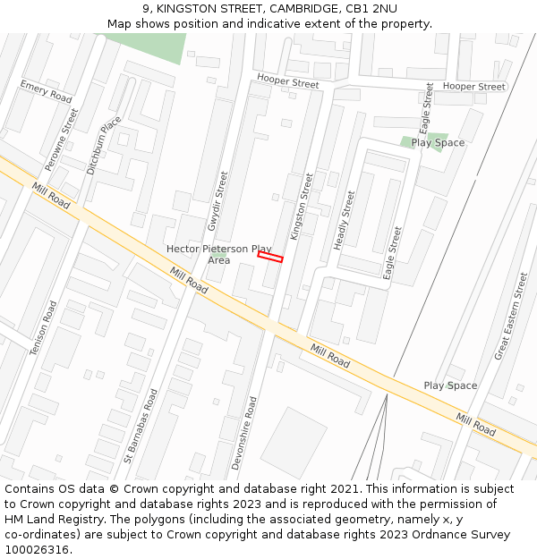 9, KINGSTON STREET, CAMBRIDGE, CB1 2NU: Location map and indicative extent of plot