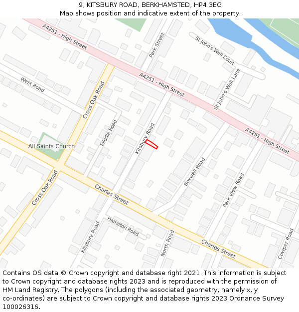 9, KITSBURY ROAD, BERKHAMSTED, HP4 3EG: Location map and indicative extent of plot