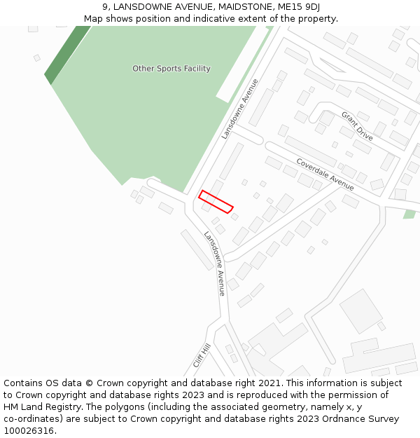 9, LANSDOWNE AVENUE, MAIDSTONE, ME15 9DJ: Location map and indicative extent of plot