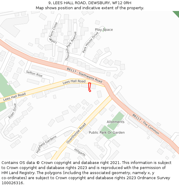 9, LEES HALL ROAD, DEWSBURY, WF12 0RH: Location map and indicative extent of plot