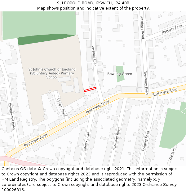 9, LEOPOLD ROAD, IPSWICH, IP4 4RR: Location map and indicative extent of plot
