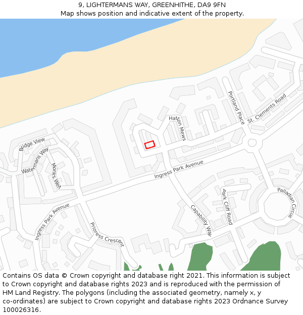 9, LIGHTERMANS WAY, GREENHITHE, DA9 9FN: Location map and indicative extent of plot