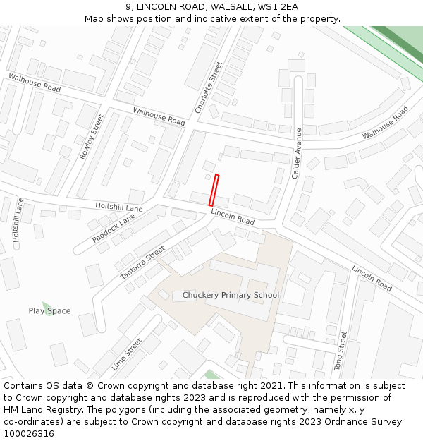 9, LINCOLN ROAD, WALSALL, WS1 2EA: Location map and indicative extent of plot
