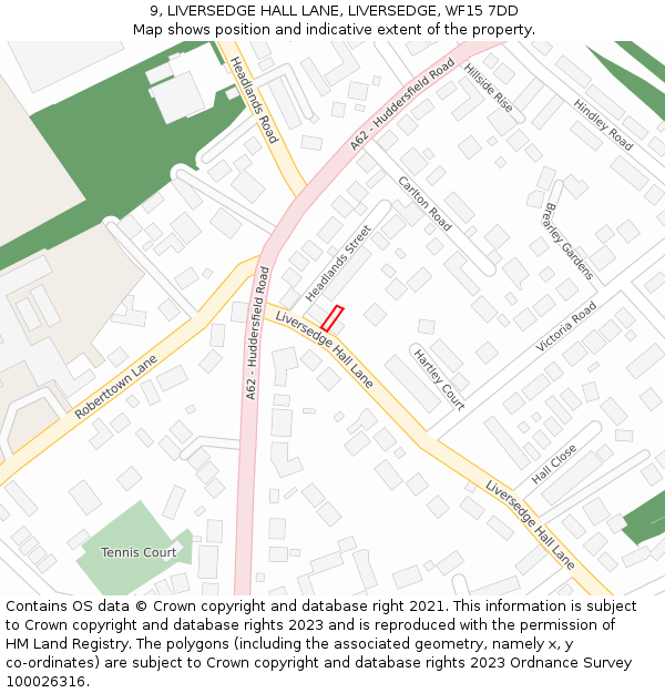 9, LIVERSEDGE HALL LANE, LIVERSEDGE, WF15 7DD: Location map and indicative extent of plot