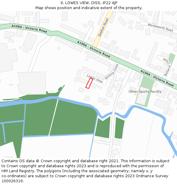 9, LOWES VIEW, DISS, IP22 4JP: Location map and indicative extent of plot