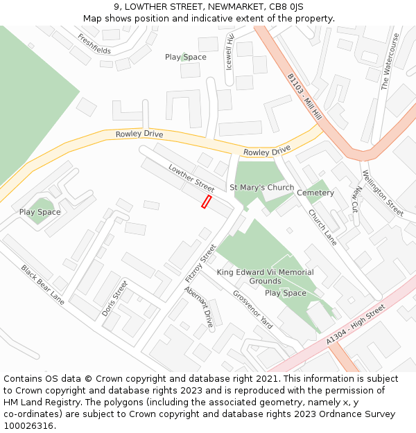 9, LOWTHER STREET, NEWMARKET, CB8 0JS: Location map and indicative extent of plot