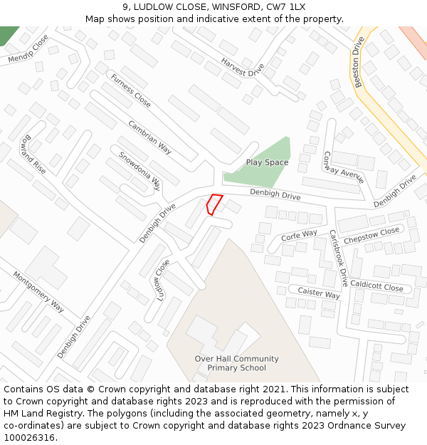 9, LUDLOW CLOSE, WINSFORD, CW7 1LX: Location map and indicative extent of plot