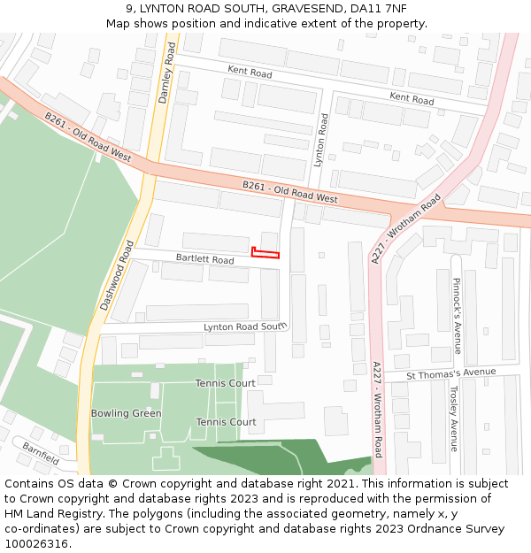 9, LYNTON ROAD SOUTH, GRAVESEND, DA11 7NF: Location map and indicative extent of plot