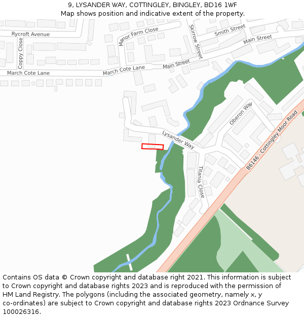 9, LYSANDER WAY, COTTINGLEY, BINGLEY, BD16 1WF: Location map and indicative extent of plot