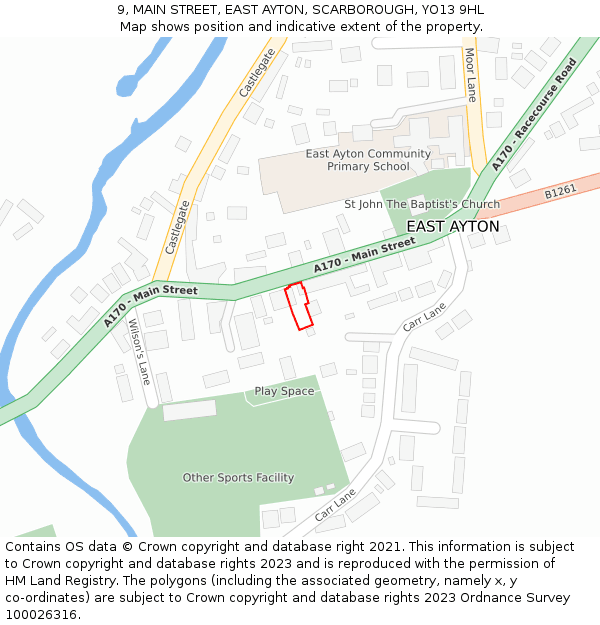 9, MAIN STREET, EAST AYTON, SCARBOROUGH, YO13 9HL: Location map and indicative extent of plot