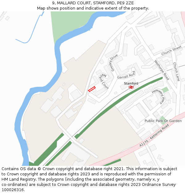 9, MALLARD COURT, STAMFORD, PE9 2ZE: Location map and indicative extent of plot