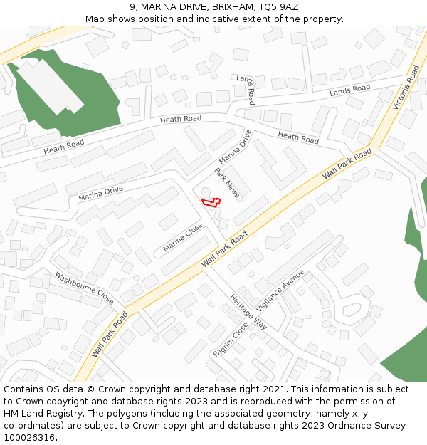 9, MARINA DRIVE, BRIXHAM, TQ5 9AZ: Location map and indicative extent of plot