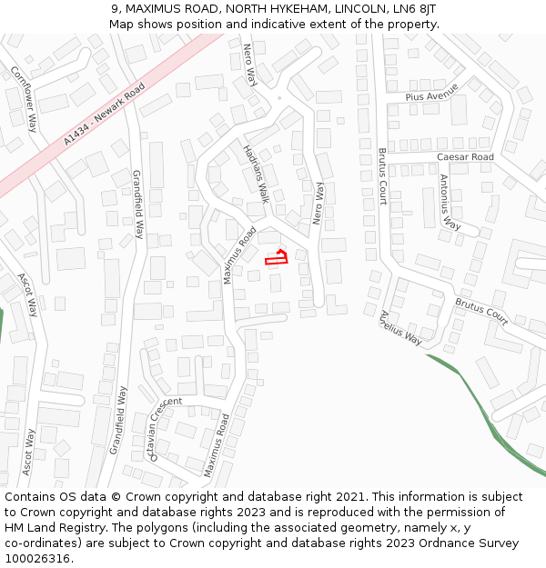 9, MAXIMUS ROAD, NORTH HYKEHAM, LINCOLN, LN6 8JT: Location map and indicative extent of plot
