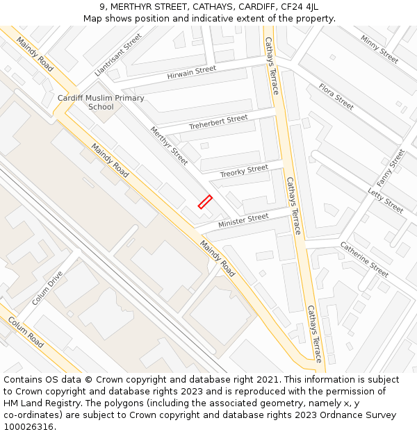 9, MERTHYR STREET, CATHAYS, CARDIFF, CF24 4JL: Location map and indicative extent of plot