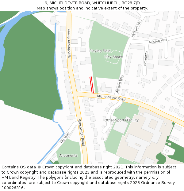 9, MICHELDEVER ROAD, WHITCHURCH, RG28 7JD: Location map and indicative extent of plot