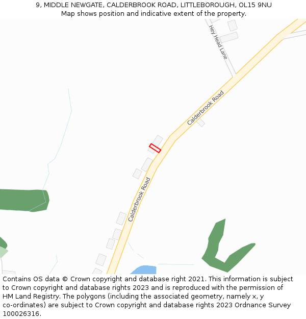9, MIDDLE NEWGATE, CALDERBROOK ROAD, LITTLEBOROUGH, OL15 9NU: Location map and indicative extent of plot