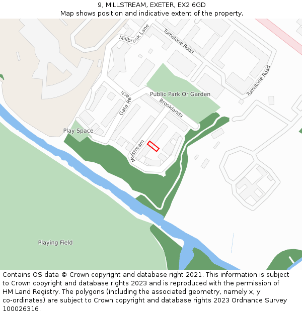 9, MILLSTREAM, EXETER, EX2 6GD: Location map and indicative extent of plot