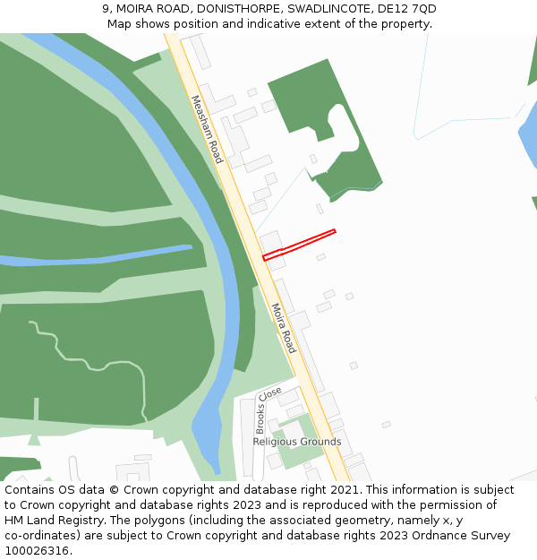 9, MOIRA ROAD, DONISTHORPE, SWADLINCOTE, DE12 7QD: Location map and indicative extent of plot