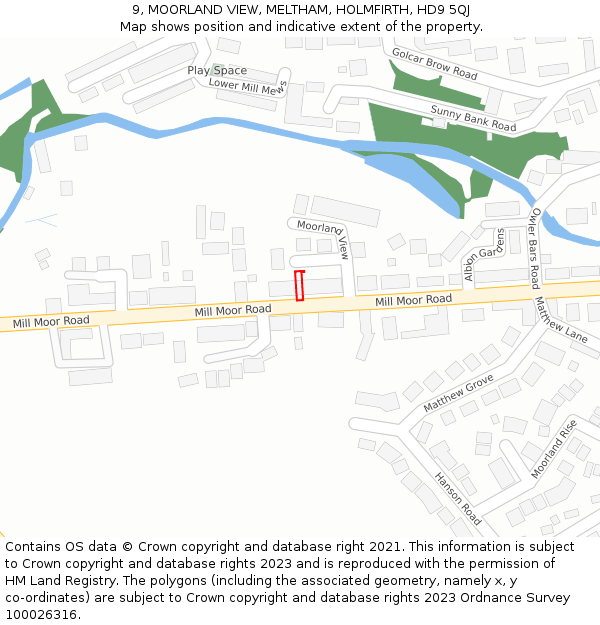 9, MOORLAND VIEW, MELTHAM, HOLMFIRTH, HD9 5QJ: Location map and indicative extent of plot