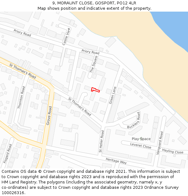 9, MORAUNT CLOSE, GOSPORT, PO12 4LR: Location map and indicative extent of plot